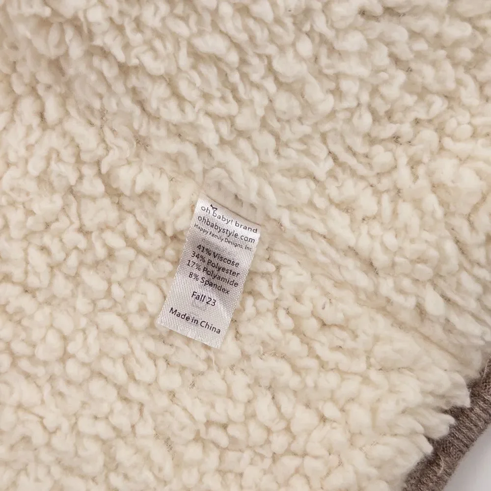 Oh baby! Warm Sherpa Lined Wide‎ Rib Sweater Knit Snowdrift Hoodie Brown Sz 6m